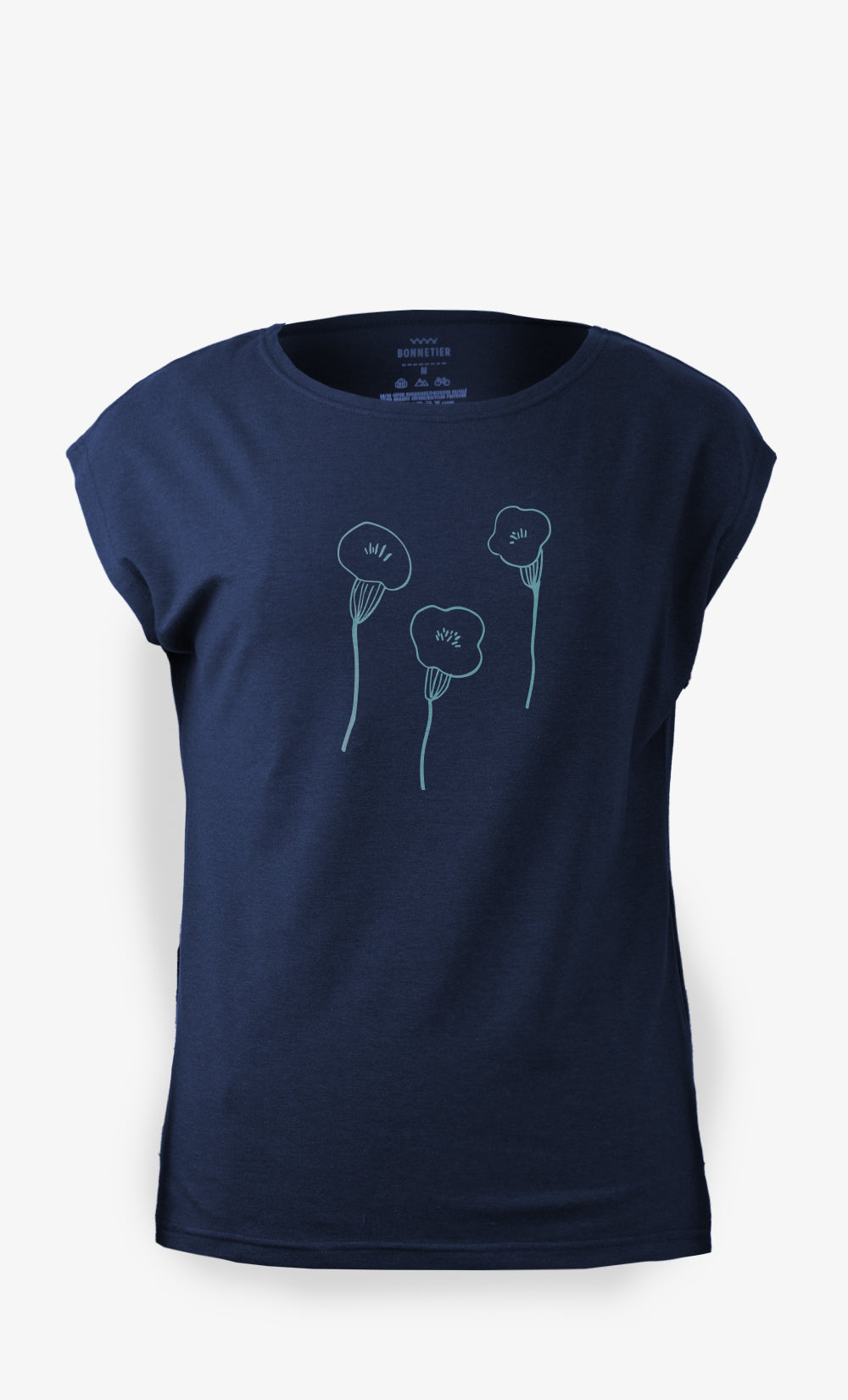 Women's Navy T-Shirt - Three Poppies