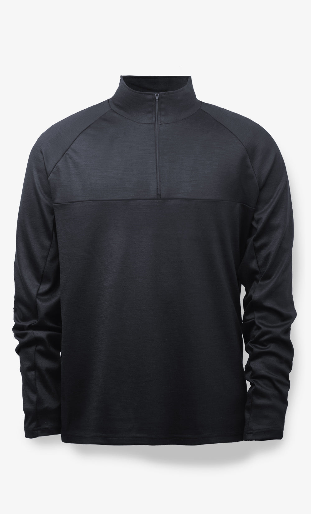 Men's Merino Wool Long Sleeve Half Zip Top in Black