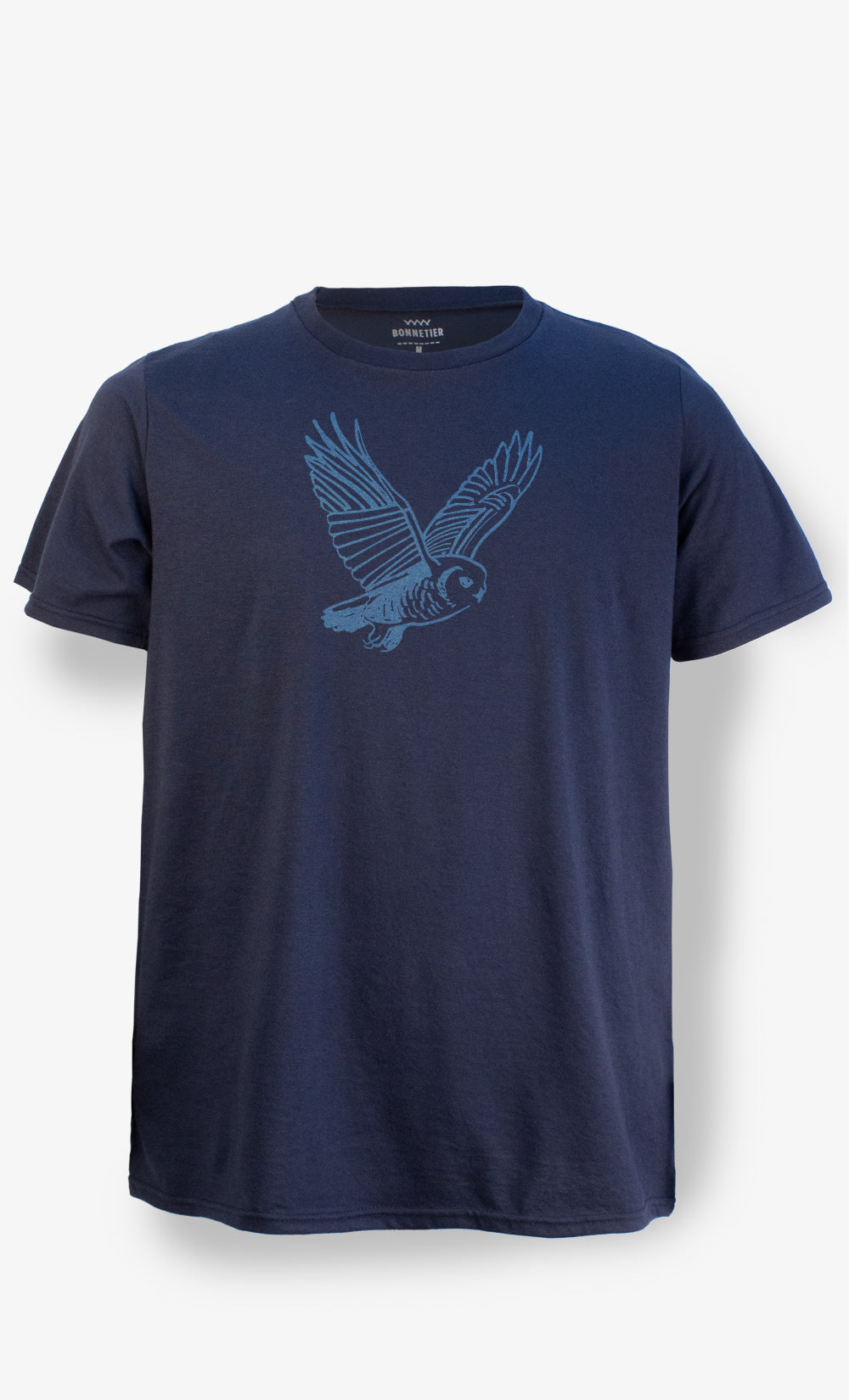 T-Shirt Marine homme Bird, 50% coton biologique et 50% polyester recyclé, Bonnetier.