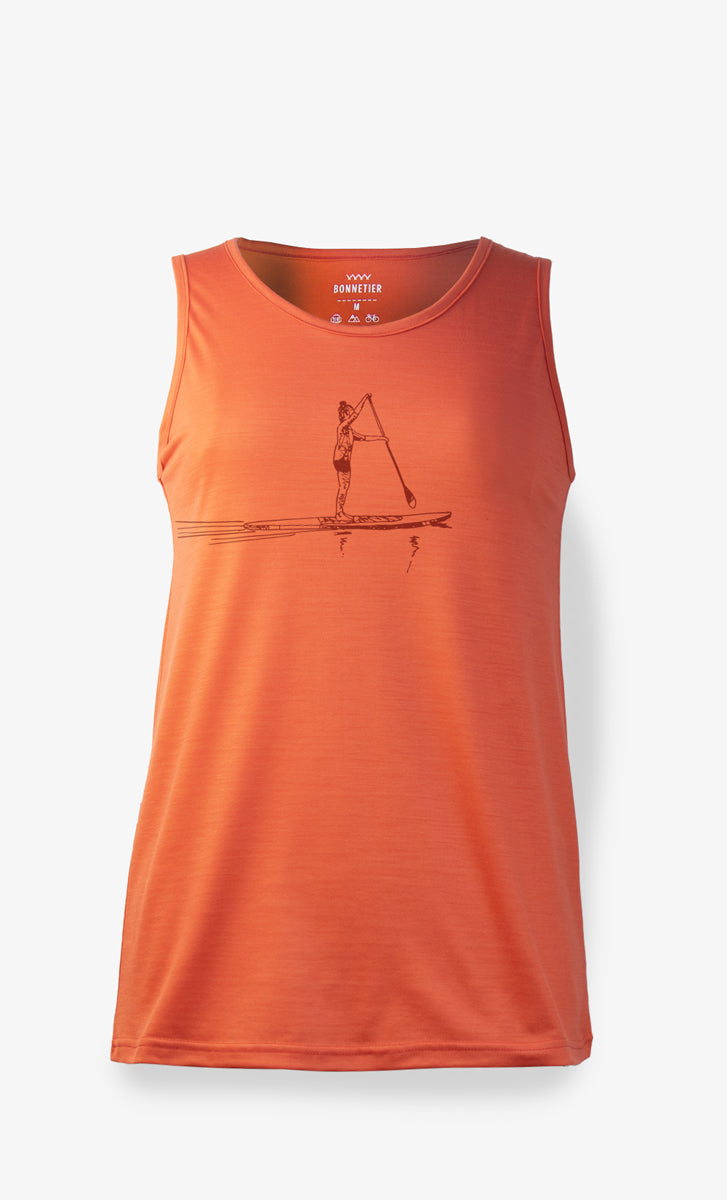 Camisole Mérinos Femme Rouge Orange Ultra Léger - Paddle